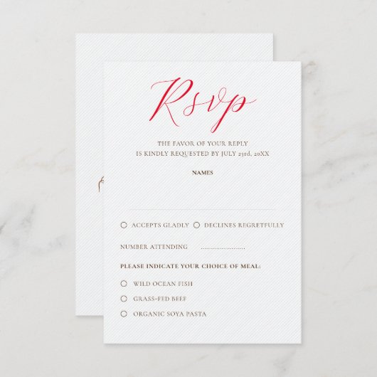 キスフランスのした甘いベリーの葡萄の結婚花 出欠カード (正面/裏面)