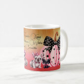 キスフランスのハロウィーンブルドッグキャット引用文ピンク コーヒーマグカップ (正面右)