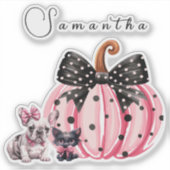 キスフランスのハロウィーンブルドッグキャット引用文ピンクsma シール (正面)