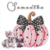 キスフランスのハロウィーンブルドッグキャット引用文ピンクXL シール (正面)