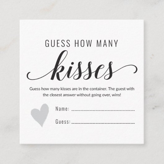 キスブライダルシャワーゲーム数を推測 エンクロージャーカード (正面)