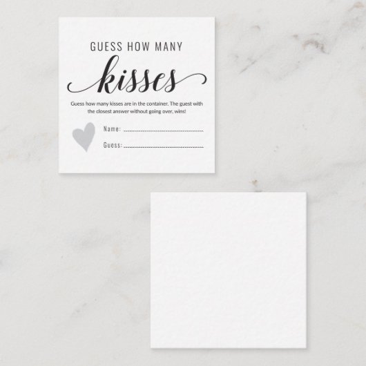 キスブライダルシャワーゲーム数を推測 エンクロージャーカード (正面/裏面)