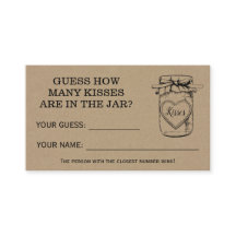 キスブライダルシャワーゲ素朴ームカード