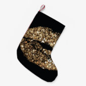 キスプリント:金ゴールドきらめくヴィンテージ。 スモールクリスマスストッキング (正面 (吊り時))