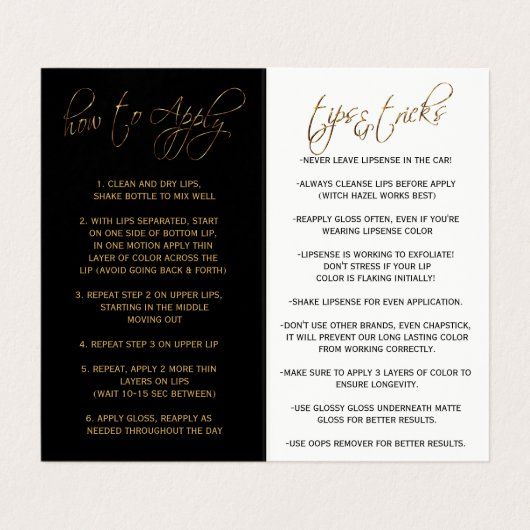 キスプルーフのホットピンクの唇と黒の指示 名刺 (内部フラット)