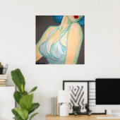 キスポスター、ピンアップ、レトロな灰色の青い唇キンバ ポスター (ホームオフィス)