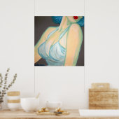 キスポスター、ピンアップ、レトロな灰色の青い唇キンバ ポスター (キッチン)