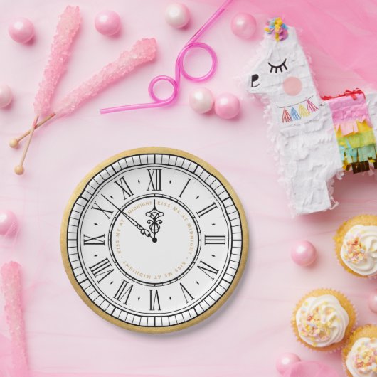 キスマイアットミッドナイトニューイヤークロック ペーパープレート (パーティー)