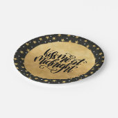 キスマイアットミッドナイトブラック&金ゴールドスターズ ペーパープレート (アングル)