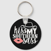 キスマイサスウェスタンおもしろい女性のカーボーイサザン キーホルダー (正面)