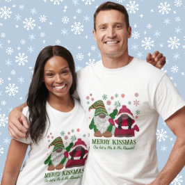 キスマメリース、カップル1stクリスマスゴンクデザイン tシャツ