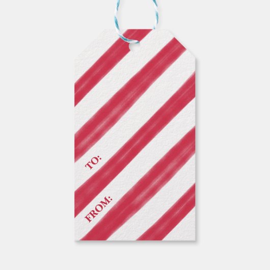 キスマメリース |赤と白のストライプクリスマス ギフトタグ (裏面)