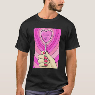 キスミー棒つきキャンデーキャンディロヴェコアエステティックテイクドCo Tシャツ