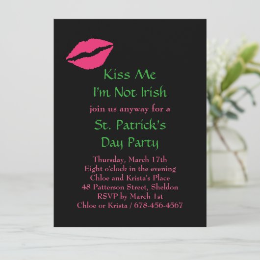 キスミー私はアイルランド語ではないパーティの招待状 – ブラック 招待状 (スタンド正面)