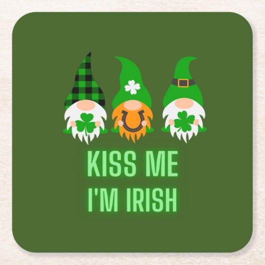 キスメアイリッシュセントパトリックの日格言シャムロック スクエアペーパーコースター (正面)