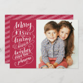 キスメリーホリデーウィッシュズタイポグラフィレッドフォト シーズンカード (正面/裏面)