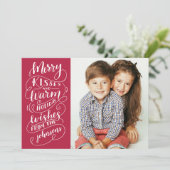キスメリーホリデーウィッシュズタイポグラフィレッドフォト シーズンカード (スタンド正面)