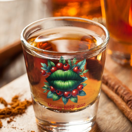 キスメリーマグリーンリップレッドクリスマスベリー ショットグラス