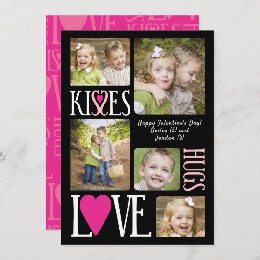 キスラブハグバレンタインデー写真コラージカード シーズンカード (正面/裏面)