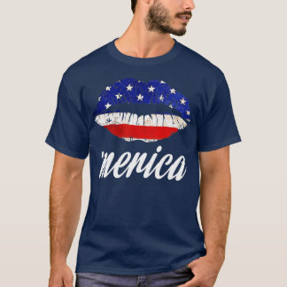 キスリッおもしろいプMerica Love 4th of July American F Tシャツ