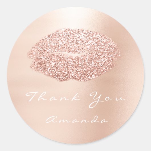 キスリップグリッターバラ金ゴールド16thありがとう名前 ラウンドシール (正面)