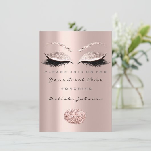 キスリップスウィート16th誕生日ブライダルシャワーメイクアップ 招待状 (スタンド正面)