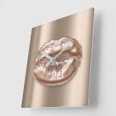 キスリップベージュブロンズバラメタルメイクアップアーティスト スクエア壁時計 (傾斜)