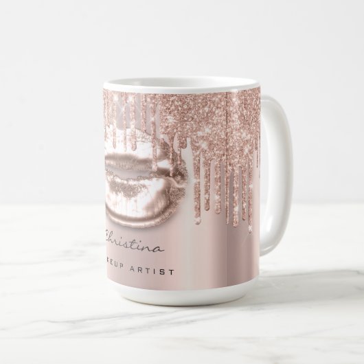 キスリップメイクアップアーティストグリッタードリップスパークリー コーヒーマグカップ (正面右)