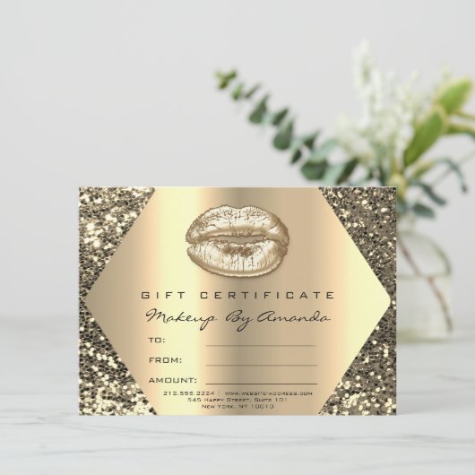 キスリップメイクアップアーティストセピア金ゴールド証明書ギフト (スタンド正面)