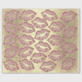 キスリップメイクアップバラ金ゴールドピンクグリッターグランギー ラッピングペーパー (フラット)