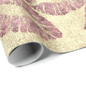 キスリップメイクアップバラ金ゴールドピンクグリッターグランギー ラッピングペーパー (ロールコーナー)