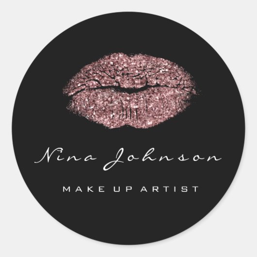 キスリップメイクアップ美しい白黒バラ小豆 ラウンドシール (正面)