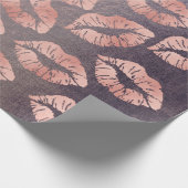 キスリップメイクアップ赤面ピンクローズ金ゴールドパープルグランン ラッピングペーパー (角)