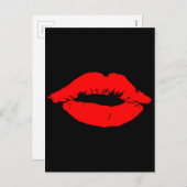 キスリップ赤い口紅ラブパッションバレンタイン シーズンポストカード (正面/裏面)