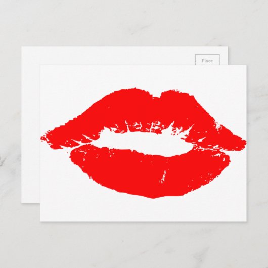 キスリップ赤い口紅ラブパッションバレンタイン シーズンポストカード (正面/裏面)