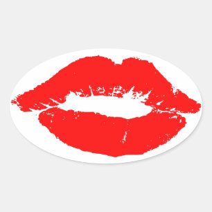 キスリップ赤い口紅ラブパッションバレンタイン 楕円形シール