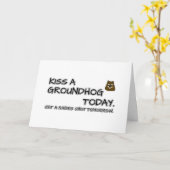 キス今日はグラウンドホッグ。明日は狂犬病の注射を受ける カード (黄色い花)