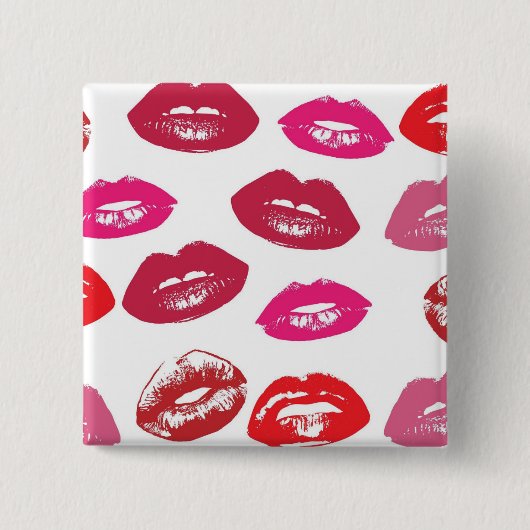 キス可能な唇キスをする(唇、赤、ピンク) 缶バッジ (正面)