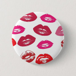 キス可能な唇キスをする(唇、赤、ピンク) 缶バッジ