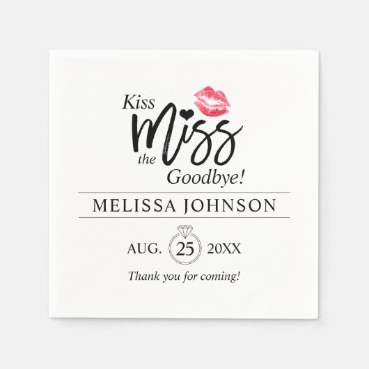 キス恋しく思さよならリングや輪ブライダルシャワーバチェロレッテ スタンダードカクテルナプキン (正面)