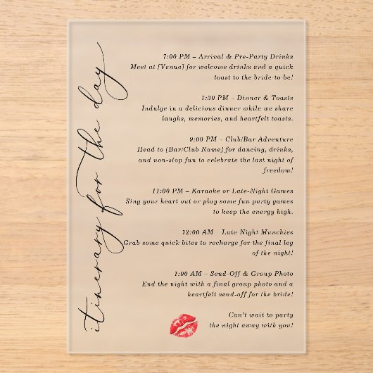 キス恋しく思ザバイバイ旅程 アクリル招待状 (正面)