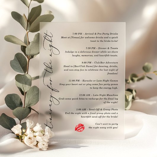 キス恋しく思夜の別れの旅程 アクリル招待状