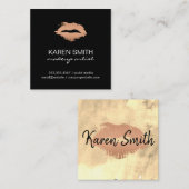 キス手書き水色 |メイクアップアーティスト スクエア名刺 (正面/裏面)