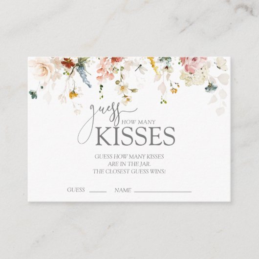 キス数フローラエレガントブライダルシャワーゲーム エンクロージャーカード (正面)