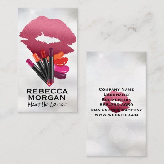 キス染色 |口紅の色 名刺 (正面/裏面)