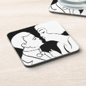 キス白黒モノクロアートデコレトロ コースター (左側)