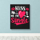 キス私かわいいバ独身のレンタイン キャンバスプリント (インサイチュ (ウッドフロア))