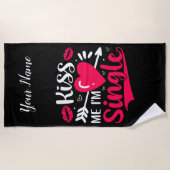 キス私かわいいバ独身のレンタイン ビーチタオル (正面)