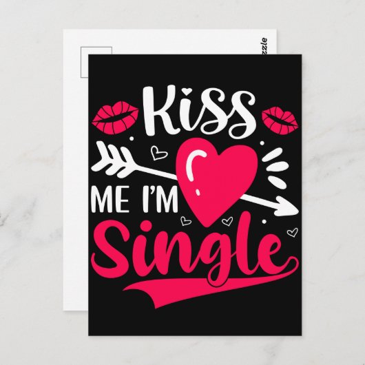 キス私かわいいバ独身のレンタイン ポストカード (正面/裏面)