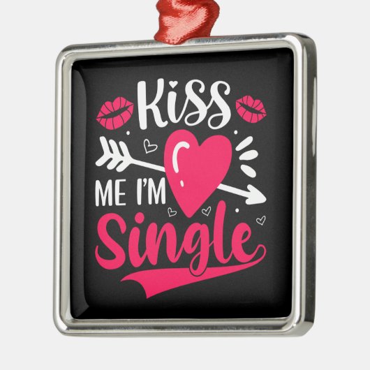 キス私かわいいバ独身のレンタイン メタルオーナメント (左)
